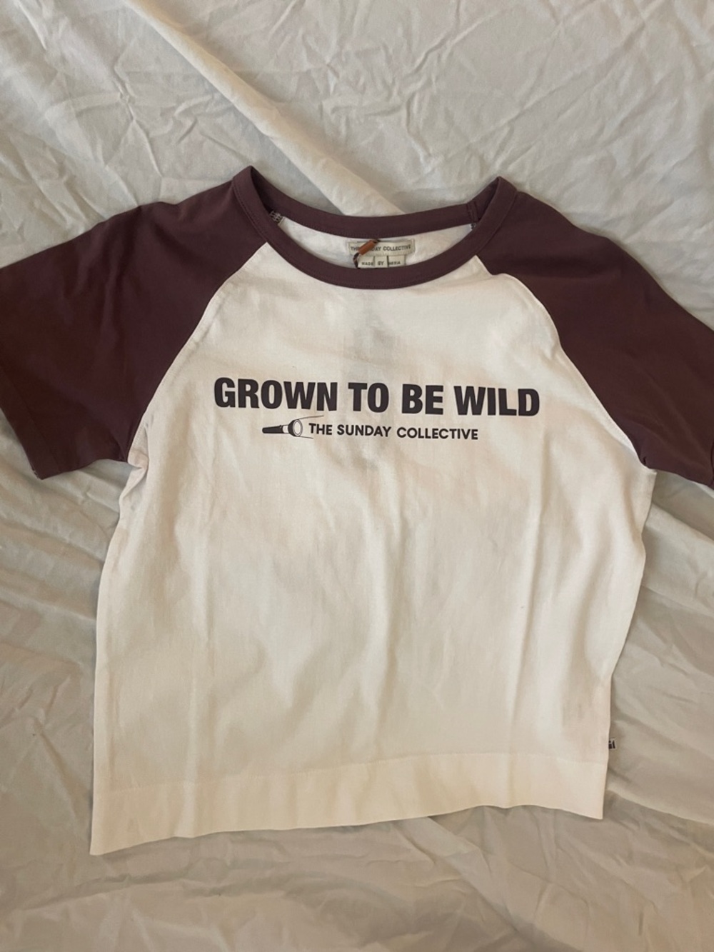 "Grown To Be Wild" Short Sleeve Raglan Tee - White & Maroon